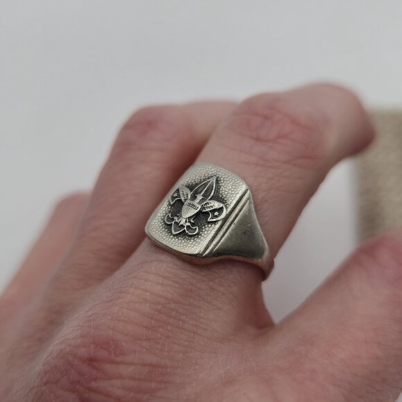 Size 8.75 Sterling Silver Solid Boy Scout Ring A2495 - Picture 4 of 8
